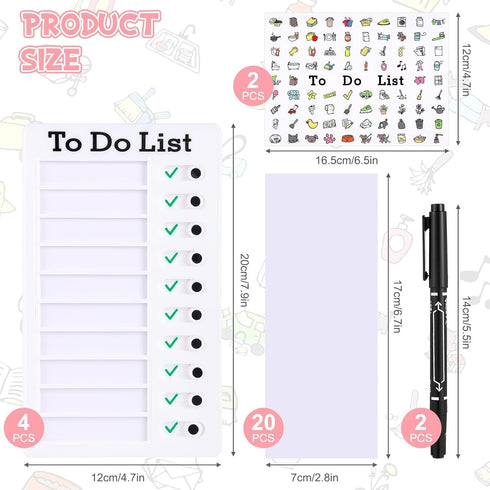 4 Pieces Kids Chore Chart To Do List Checklist Board ADHD Tools for Kids Daily Routine Chart with Markers Stickers Detachable Cardstock for Home R...