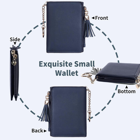 Gostwo Wallet Women, Bifold Leather Small Wallets Woman, Slim RFID Credit Card Wallet with ID Window & Zippered Coin Pocket, Cute Small Wallet wit...