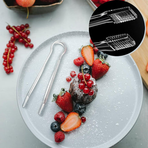 Patelai 10 Pieces Small Plastic Serving Tongs for Appetizers Clear Plastic Mini Sugar Cube Buffet Ice Tongs for Dessert Tea Coffee Party Bar Appet...