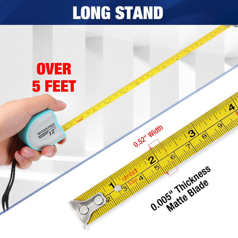 WORKPRO Mini Tape Measure, 3 Pcs 12FT Auto-Lock Easy Reading Tape Measurement, Inch/Metric Scale Pocket Size Small Tape Measure for Engineer, Port...