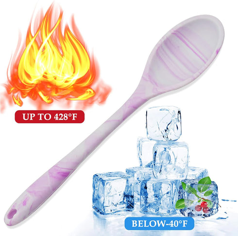 4 Pcs Silicone Spoons for Cooking, 10.6'' Large Mixing Spoon for Cooking Heat Resistant Basting Spoon Serving Spoon, Non Stick Kitchen Utensil Spo...