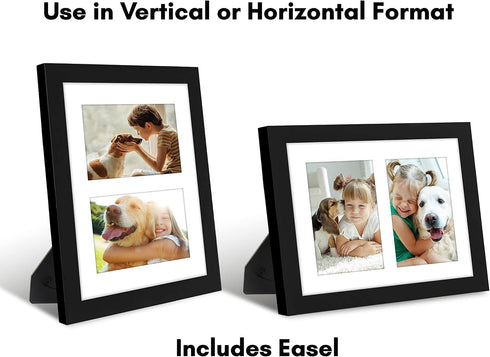 Americanflat 4x6 Double Picture Frame with Shatter-Resistant Glass - Fits Two 4x6 Photos or use as One 8x10 Picture Frame - Signature Collection -...