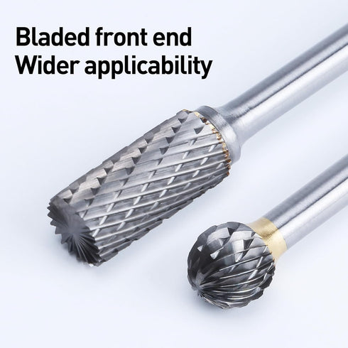 HUHAO Carbide Burr Set Double Cut 10PCS Rotary Burr Bits with 3mm(1/8") Shank 6mm(1/4") Bit Die Grinder Rotary Tool Rasp Bits Wood Carving Accesso...