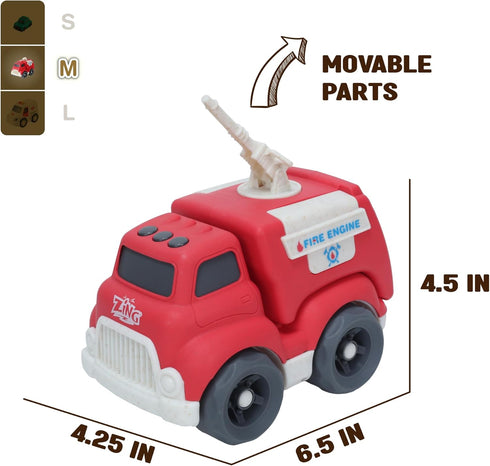 Zing Plantastic City Vehicles - Single Pack (Medium Size) - Fire Truck - Made from 40% Wheat Straw Material – Pretend Play Toy for Age 3 and Up...