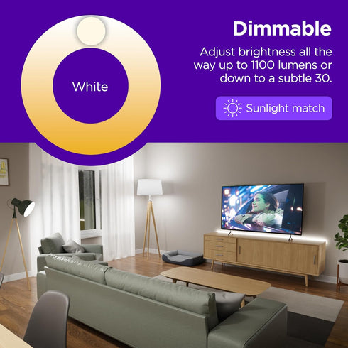 Roku Smart Light Bulbs (Color, 1-Pack) - Dimmable A19 Color Lightbulbs with Adjustable Brightness & Temperature - WiFi Smart Bulbs Works Voice, Al...