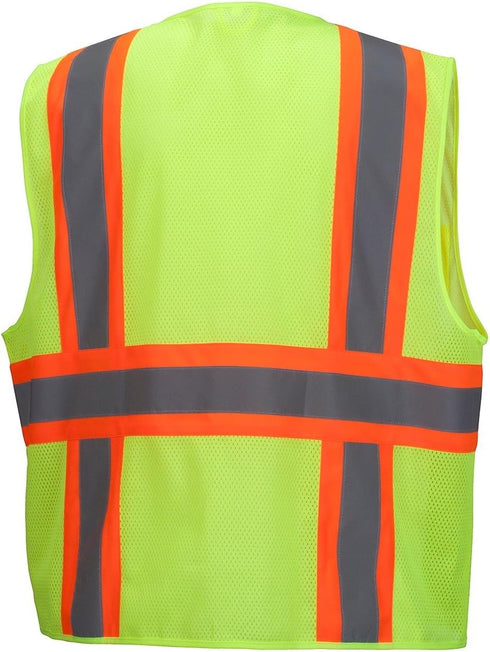 Pyramex Hi-Viz All Mesh Safety Vest with Contrasting Reflective Tape, Lime, XL...