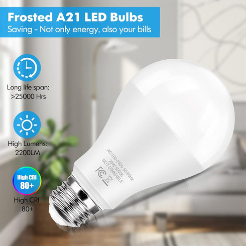 TOBUSA LED Light Bulbs 150 Watt Equivalent, 20W Super Bright Light Bulbs, Daylight White 5000K, A21 LED Bulbs E26 Base, Non-Dimmable, No Flicker B...