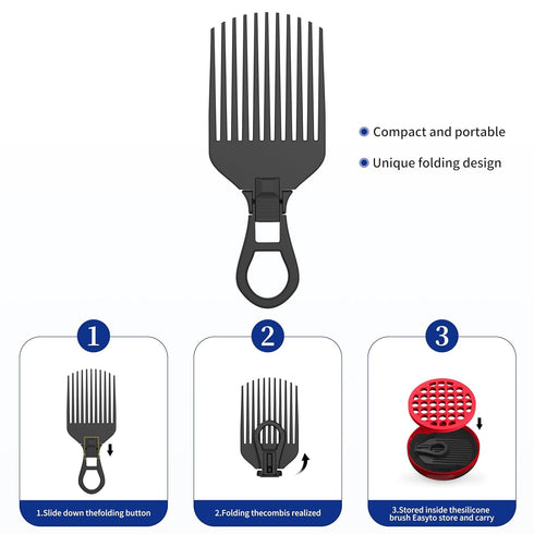 Silicone Curl Brush,Africa Comb,Magic Curly Hair Brush Twist Hair,Afro Pick,Men Women Boys Girls Wave Curler Tool,1 Set (Red)…...