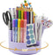 360°Degree Rotating Desk Organizer, 10 Slots Pencil Pen Holder for Desktop, Cute Rotating Desk Pen Organizer Storage Caddy for Office, School, Hom...