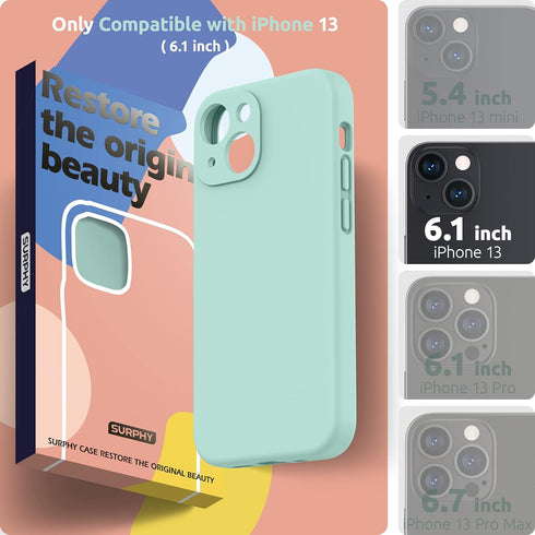 SURPHY Compatible with iPhone 13 Case with Screen Protector, (Camera Protection + Soft Microfiber Lining) Liquid Silicone Phone Case 6.1 inch 2021...