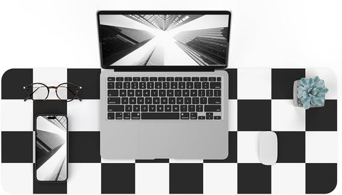 Non-Slip Desk Pad, Checkered desk mat, Waterproof PU Leather Desk Protector, Large Desk Blotter, Easy Clean Laptop Desk Writing Mat for Work/Home/...