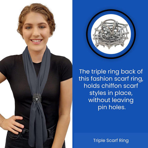 Scarf Ring Spider Gifts for Women, Diamante Scarf Jewelry Clip Accessory in Gift Box, Dress Shawl Pin, Rhinestone Brooch Jewelry for Scarf, Fashio...