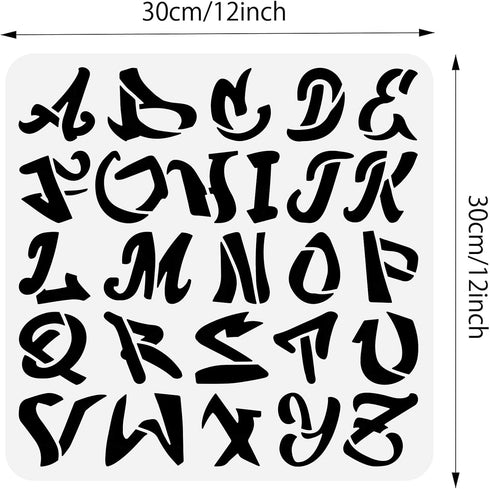 BENECREAT Graffiti Letters Stencil 12x12", Street Graffiti Uppercase Alphabet Reusable Painting Stencils for Scrapbooking Drawing DIY Furniture Wa...