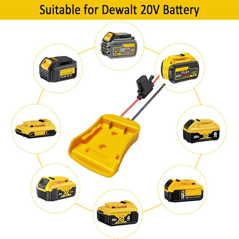 20v to 12v Step Down Converter Power Inverter Aadpter for DeWalt 20V Batteries, DC Voltage Battery Power Adapter 15A 180W Voltage Converter(20v,Ye...