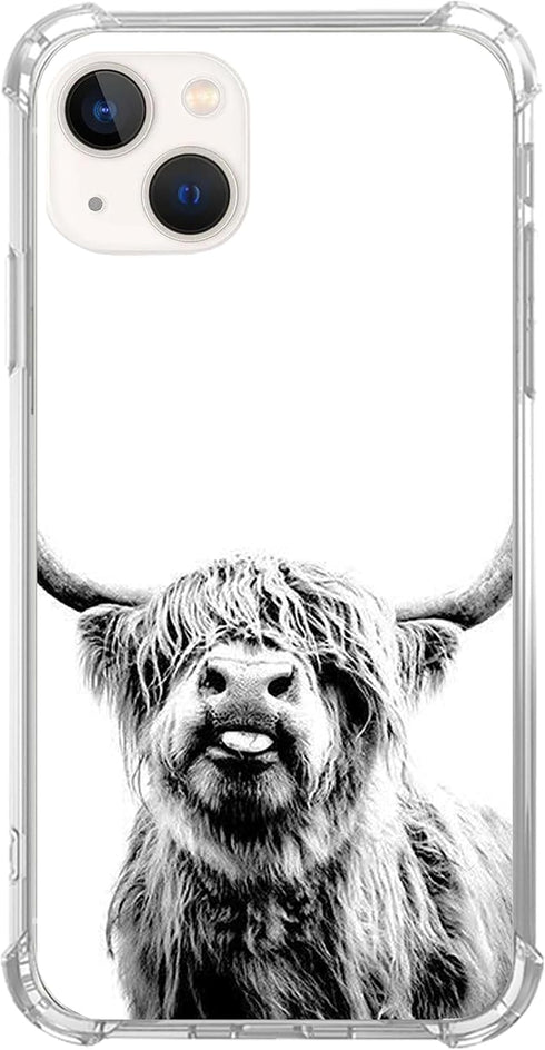 Scottish Highland Cattle Phone Case Compatible with iPhone 15 Plus, Hippie Wild Cow Animal Cover for Teens Men Women, Trendy Cool TPU Bumper Case ...