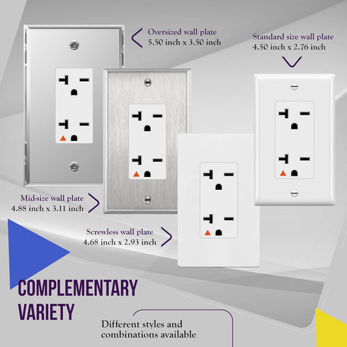 ENERLITES Isolated Ground Outlet, Industrial Grade Decorator Receptacle, 20A/250VA, 6-20R,62050-IG-W, White...