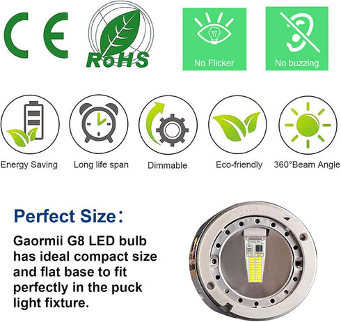 G8 LED Bulb Dimmable 3W T4 JCD Type Bi-Pin Base Daylight White 6000K 120V 20-25W Halogens Replacement for Puck Light, Under Cabinet Light, Under C...