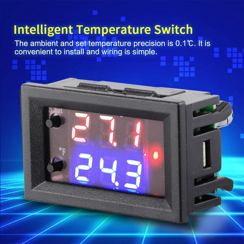 Digital Display Microcomputer Thermostat Temperature Controller Switch Temperature Sensor Microcomputer Thermostat for Air Conditioning System DC1...