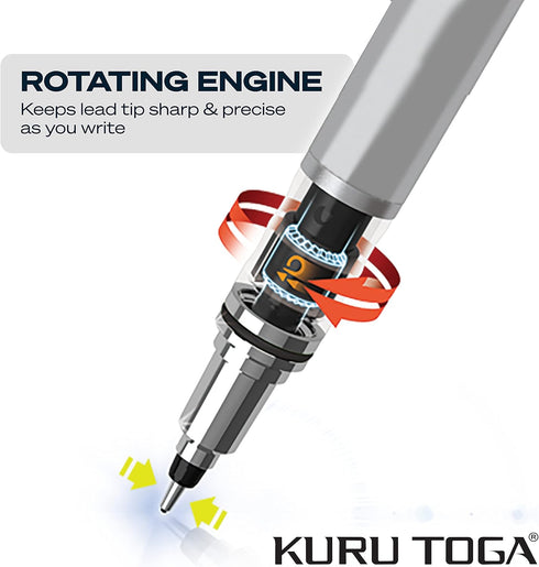 uni-ball Kuru Toga Mechanical Pencil with 0.7 mm Lead Refills & Pencil Erasers, HB #2...