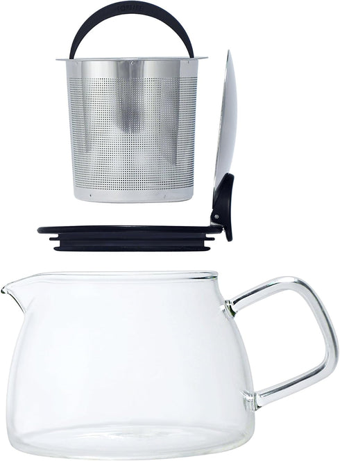 Forlife Bell Glass Teapot with Basket Infuser, 14-Ounce/430ml, White...