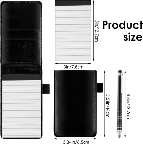 Sibba Mini Pocket Notebook, Notepad Holder with 50 Lined Sheets, 3 x 5 Inch Pocket Notebook with Metal Pen, Small Leather Notebook (A7, Black)...