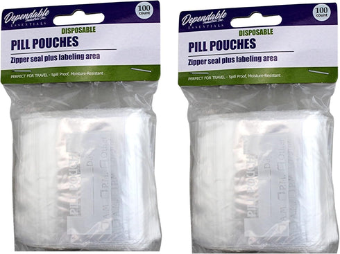 200 Piece Resealable Zipper Locking Pill Pouches - Daily AM PM Travel Medicine Organizer, Clear Reusable Write-On Labels for Vitamins and Medicati...