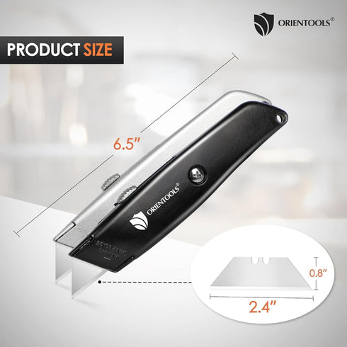 ORIENTOOLS Heavy Duty Utility Knife, Retractable Box Cutter with 3-Position Blade Lock, Sharp and Ergonomic Razor Knife with SK5 Blade, Zinc Alloy...