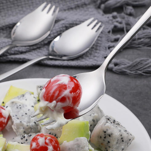 IQCWOOD Sporks Stainless Steel, Salad Forks, 8 Pack 18/10 Stainless Steel Spork, 7.4 Inches Long Handle Dessert Spoons, Ice Cream Spoons Fork Reus...