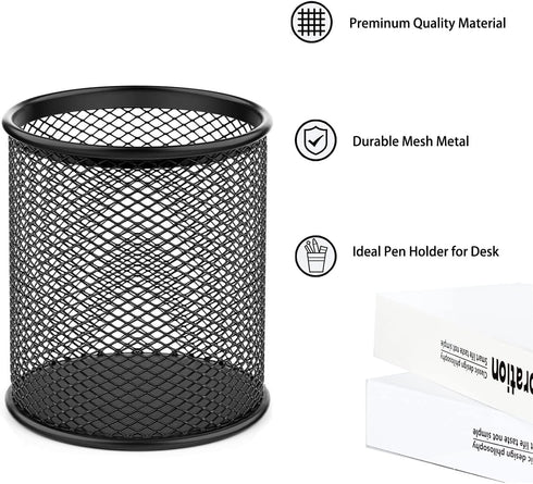Pen Holder Pencil Holder Mesh Metal Pen Cup Holder Pencil Cup Holder for Desk Office Home Pen Organizer Black, 6 Pack...