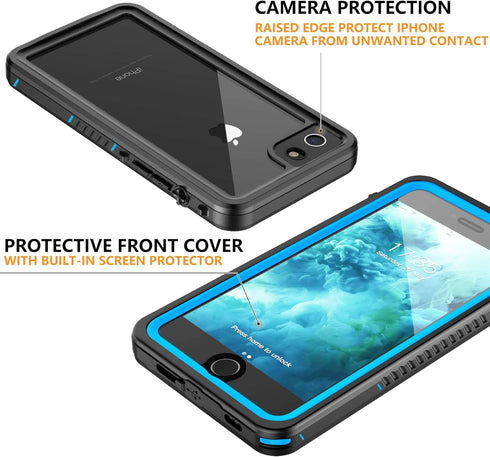 for iPhone SE 2022/SE 2020/7/8 Case Waterproof Shockproof,Full Body Protective Case with Screen Protector Heavy Duty Cover Phone Case for iPhone S...