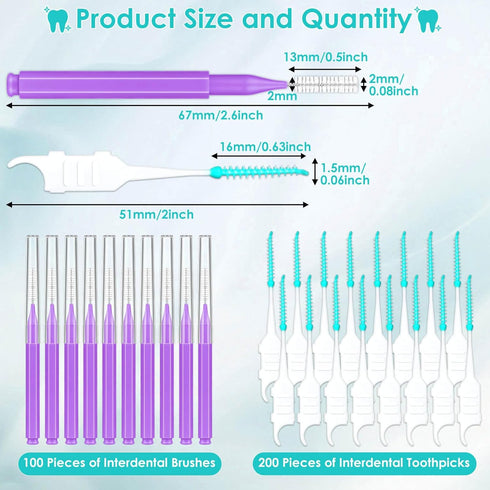 Lezmarket 300PCS Interdental Brushes for Braces, Soft and Bendable Dental Brush for Orthodontic Braces, Braces Cleaner Brush Tooth Pick Teeth Flos...