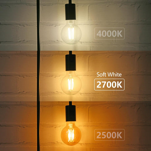 G25 LED Edison Vanity Globe Light Bulbs, LED Filament Light Bulb, 6W Equivalent to 60W, G80 Dimmable 700LM E26 Medium Base, Bathroom Vanity Mirror...