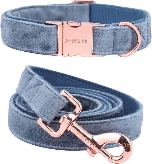 ARING PET Dog Collar and Leash, Velvet Dog Collar and Leash Set, Soft & Comfy, Adjustable Collars for Dogs XS...