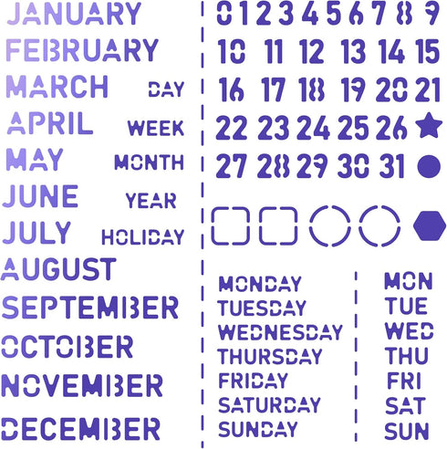 BENECREAT Month Metal Journal Stencil, Calendar Stainless Steel Stencil Template for Notebook Diary Scrapbook, DIY Drawing, Wood Burning, Engravin...