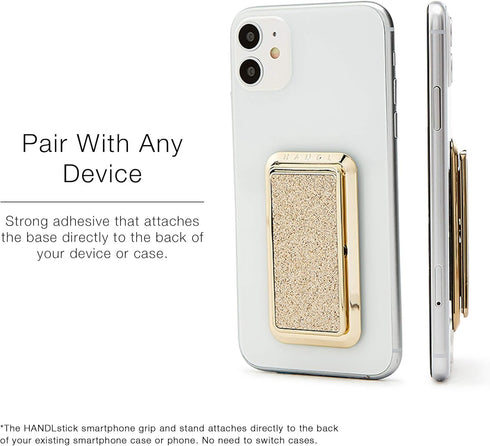 HANDL New York Champagne Glitter HANDLstick Silver Glitter Grip and Stand for Smartphone...