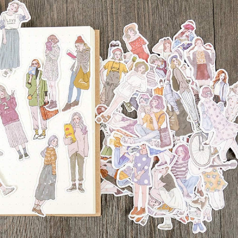 ANKOMINA 100 PCS Fashion Lovely Girls Stickers Waterproof Handbook DIY Craft Photo Album Scrapbook Journal Planner Motorcycle Car Laptop Luggage W...