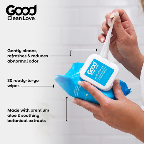 Good Clean Love Rebalance Feminine Wipes, Supports Vaginal Health Naturally & Reduces Odor, Moisturizing & Cleansing Hygiene Product Made with Alo...