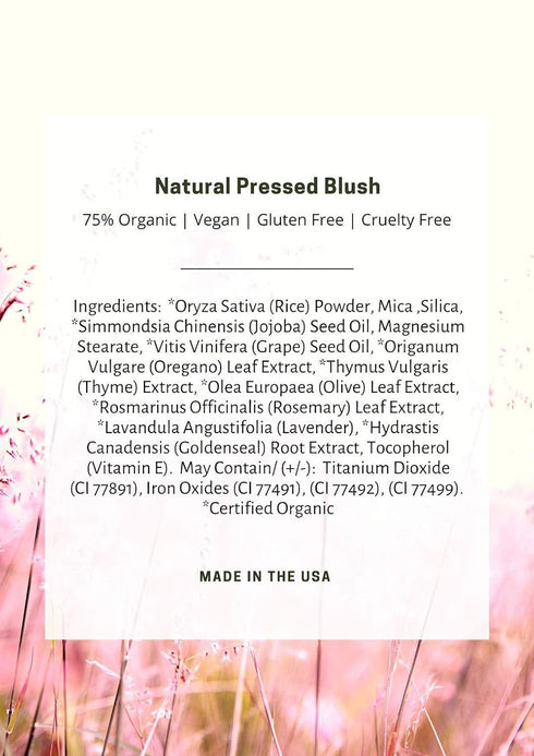 Mom's Secret 100% Natural Blush, Organic, Vegan, Gluten Free, Natural Pressed Blush, Cruelty Free, Made in the USA, 0.18 oz (Flush)...