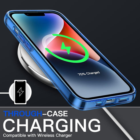 JETech Case for iPhone 14 6.1-Inch, Non-Yellowing Shockproof Phone Bumper Cover, Anti-Scratch Clear Back (Blue)...