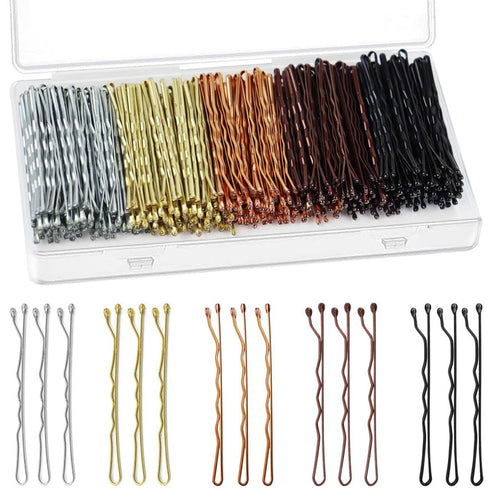 Bobby Pins, 250 Count Hair Pins Bulk Sliver Bobby Pins Brown Pins Gold Bobby Pins Blonde Hair Black Bobby Pins with Box For All Hair Types, 2.2 In...