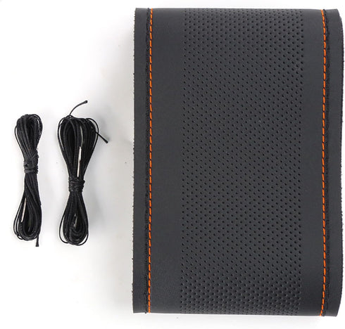 Pack-1 Leather Steering Wheel Cover, Universal Non-Slip Stitch On Wrap, DIY Car Wheel Cover Protector with Needle and Thread for Most Cars SUVs an...