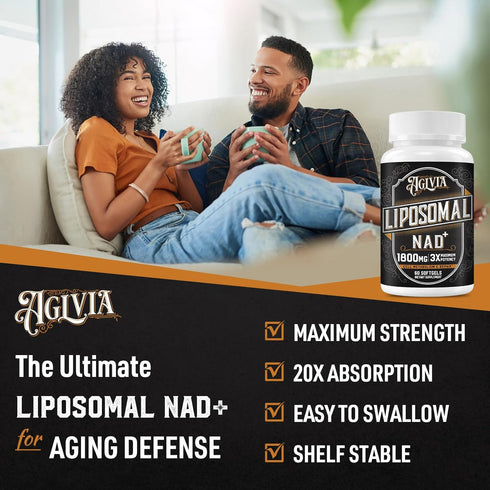 1800 MG Liposomal NAD Supplement, NAD+ Supplement Similar to Nicotinamide Riboside, 98% Pure NAD Plus Supplement for Energy Booster & Cellular Rep...