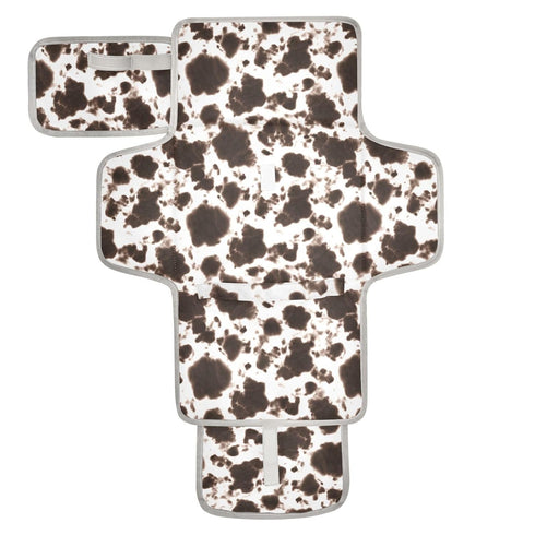 Portable Changing Pad for Baby - Black Cow Travel Diaper Changing Pad Waterproof Changing Mat with Built-in Pillow - Baby Shower Gifts...