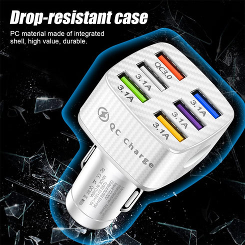 Car Charger Adapter, 6 Ports USB QC3.0 Fast Phone Charger, 32V Upgraded Quick Charging Adapter Compatible with iPhone 13/13 Pro Max/12/XS/XR, Sams...