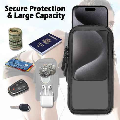 Phone Holder for Running, Walking, and Workout - Adjustable Arm Band Armband for iPhone and Cell Phones - Clear Crossbody Phone Pouch Purse with S...