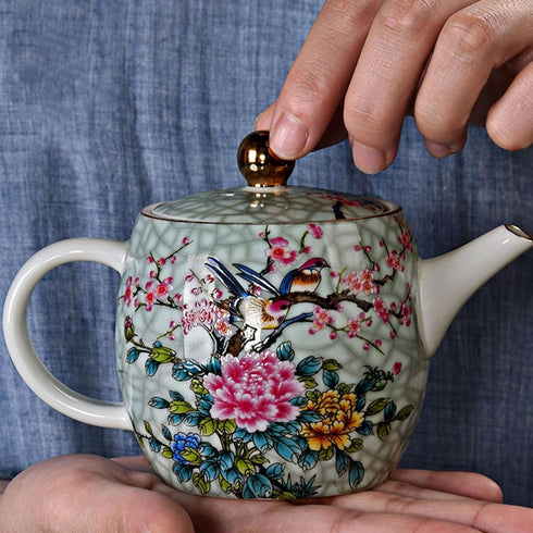 Ciieeo 1pc Ceramic Teapot Floral Tea Kettle Japanese Tea Kettle Enamel Teapot Infuser Floral Teapot Ceramic Pour Teapot Loose Leaf Tea Steeper Pot...