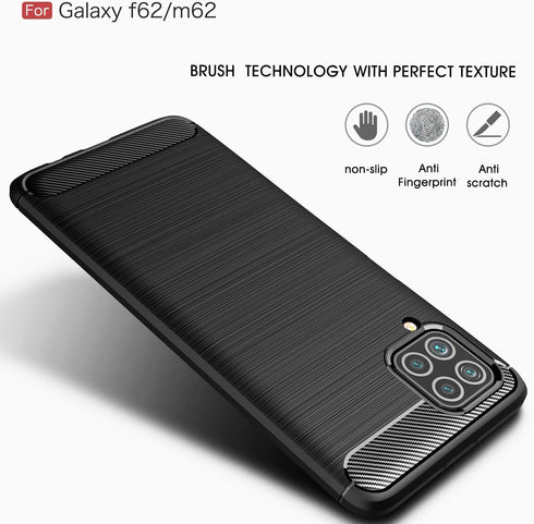 Case Compatible with Samsung Galaxy M62 Case Compatible with Galaxy F62 Case, Carbon Fiber Texture Design Cover Shock Absorption Compatible with S...