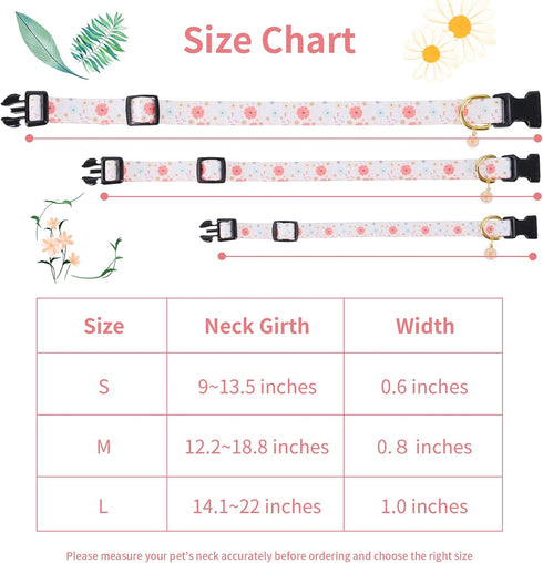 Cotton Handmade Dog Collar for Small Medium Large Dogs,Beige Daisy with Pendant Cute Dog Collars,Ideal for Girl Dogs Boy Dogs (Large)...
