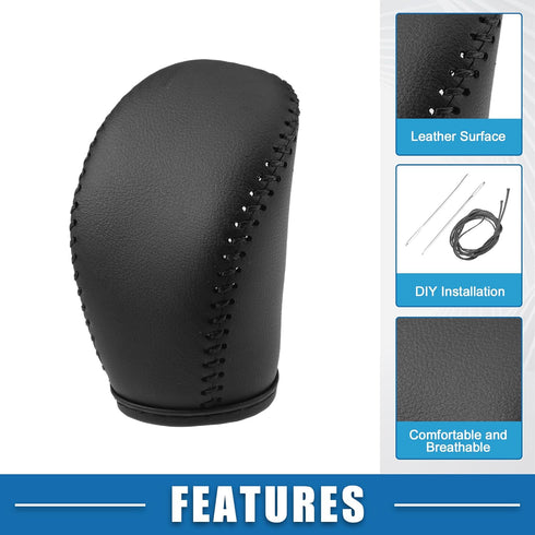 Gear Shift Head Knob Cover Transmission Lever Trim for Infiniti Q50 2018 2019 2020 2021 2022 2023 2024 Faux Leather Black...