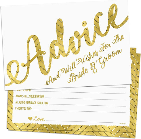 50 Wedding Advice Cards & Well Wishes for the Bride and Groom - Bridal Shower Games, Wedding Games, Wedding Decorations, Wedding Guest Book Altern...